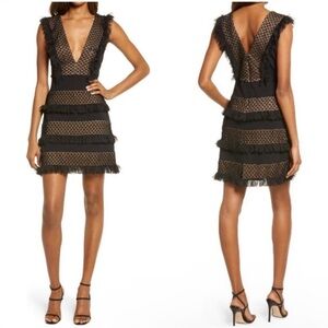 Tadashi Shoji Black and Gold Midi Dress